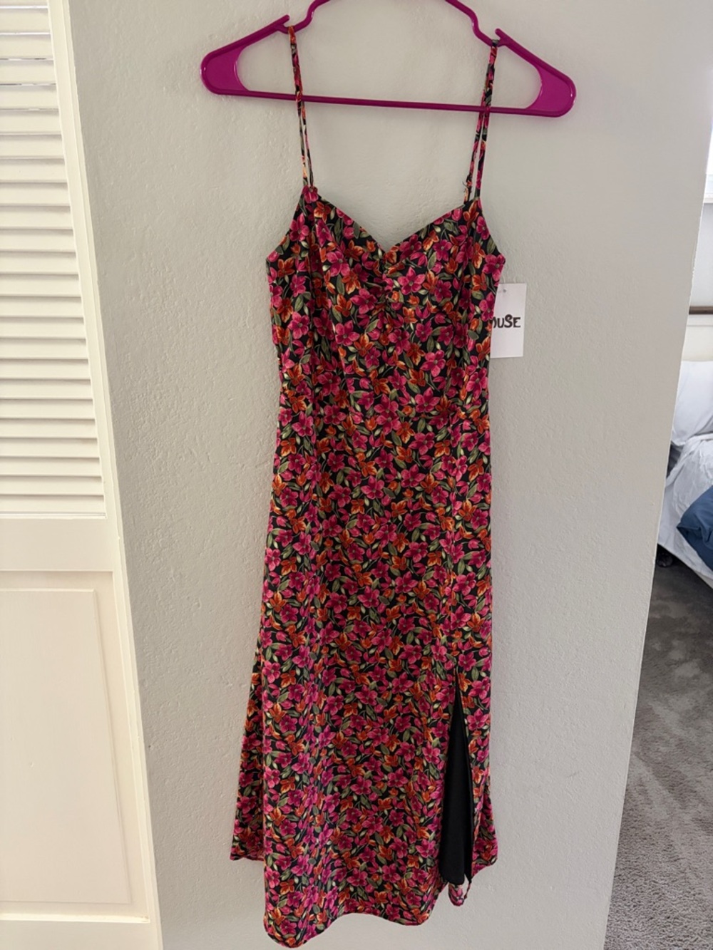 Sage the label Floral Slip Midi Dress in Pink and Green